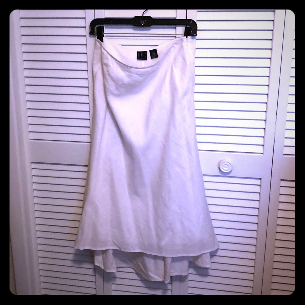 100% Linen INC Hi/Lo White Midi Skirt